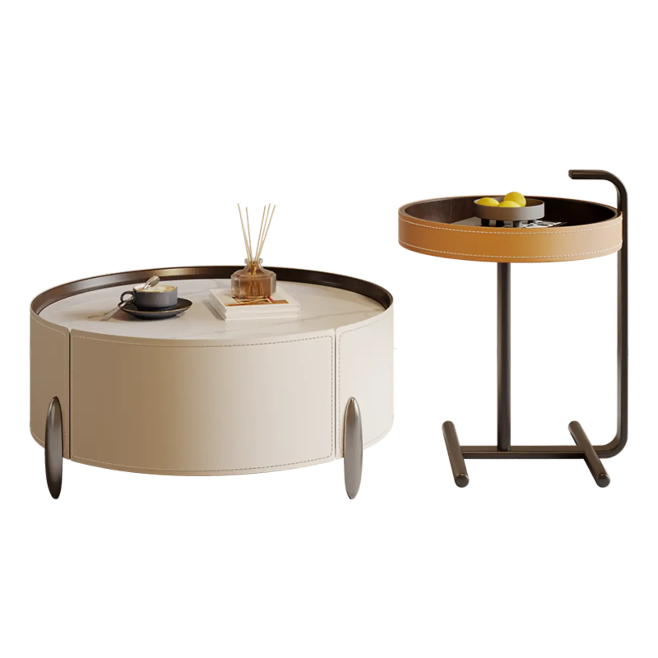 Set of 2 Wood Round Nesting Coffee Table with Modern Design  Image - 10 | homeyfad