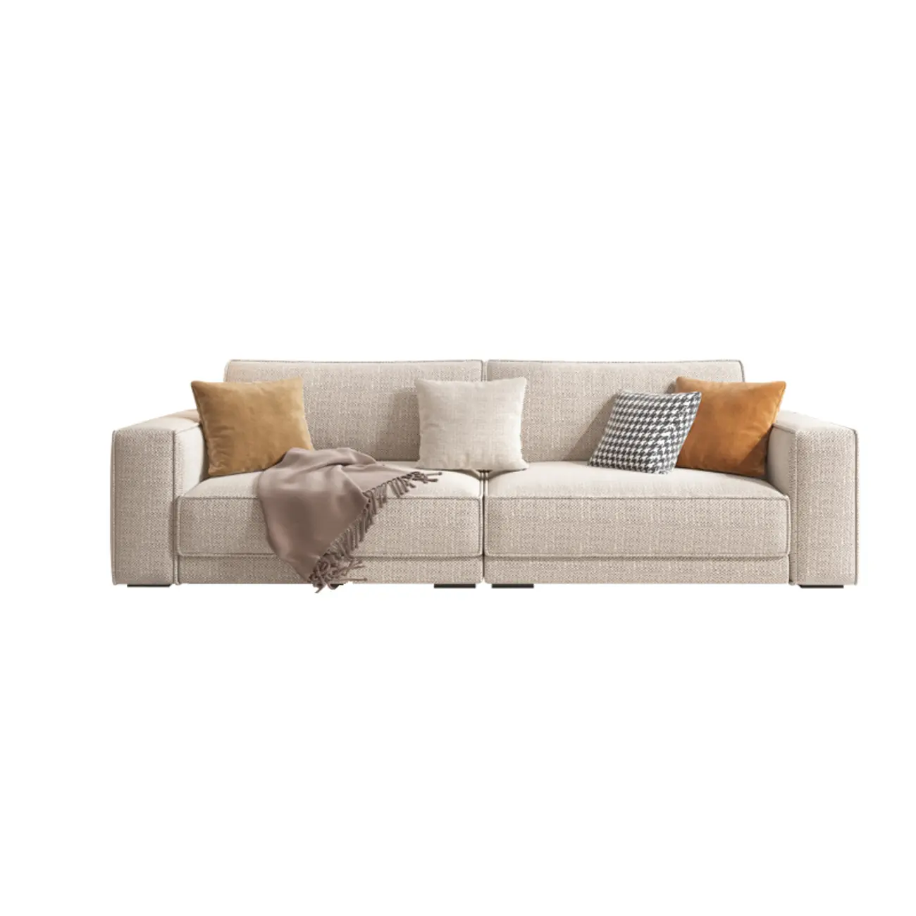 Beauty Cream Linen Sofa Chaise with Pine Wood Frame Image - 2 | homeyfad