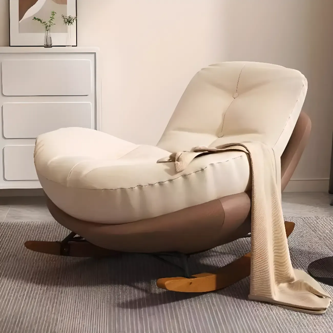 Modern Upholstered Rocking Chair for Stylish Living Rooms Image - 1