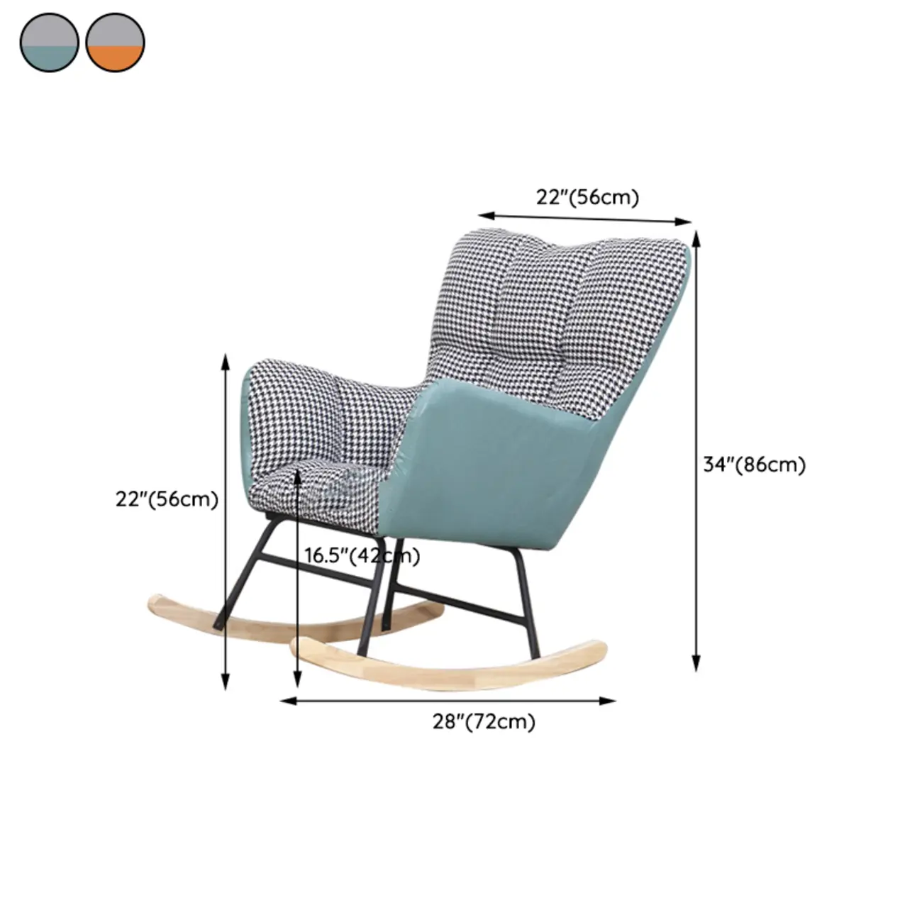 Tech Cloth Upholstered Wood Rocking Chair with Recessed Arm Image - 39 | homeyfad
