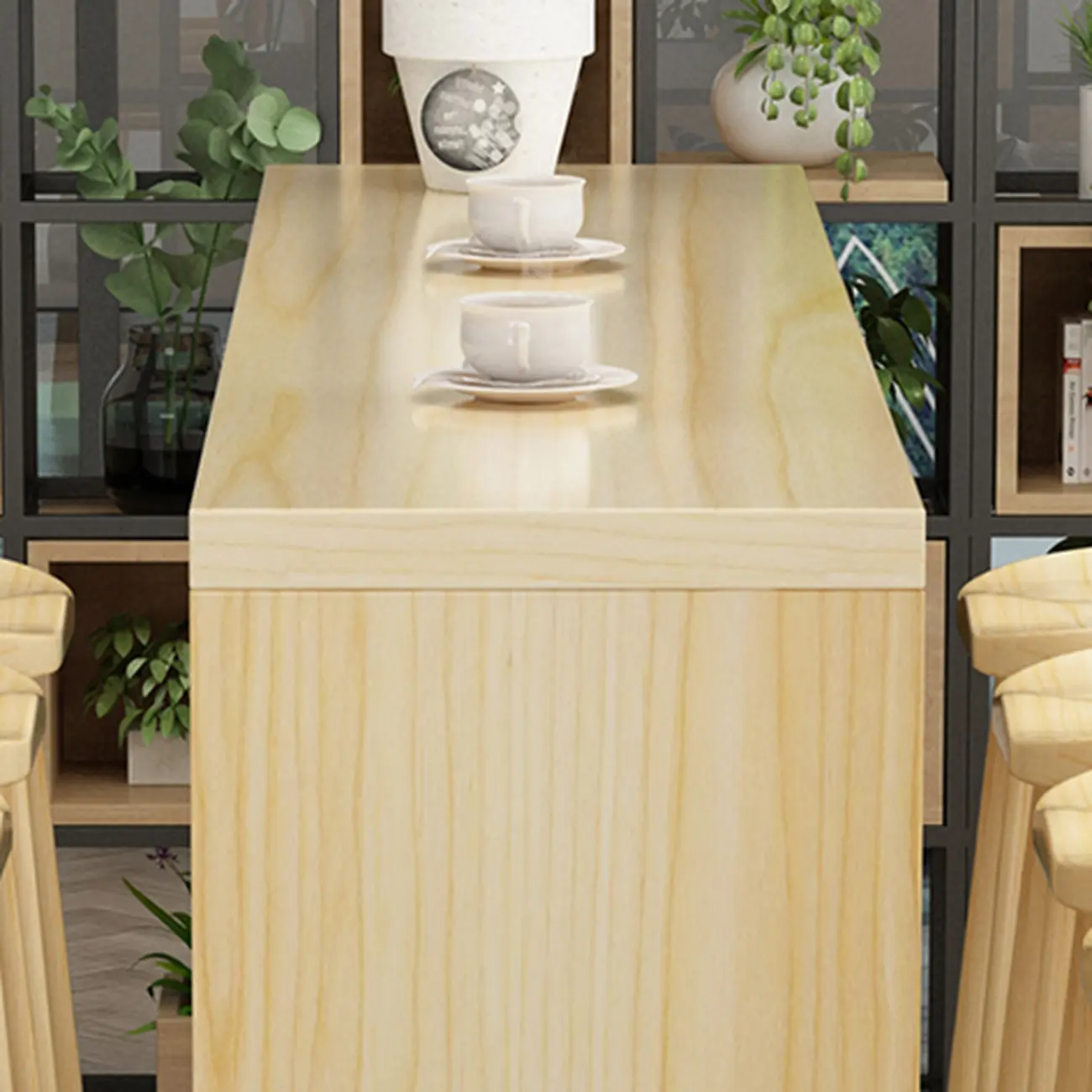 Simplistic Wooden Narrow Bar Table with 3-Pieces for Café and Home Image - 7 | homeyfad