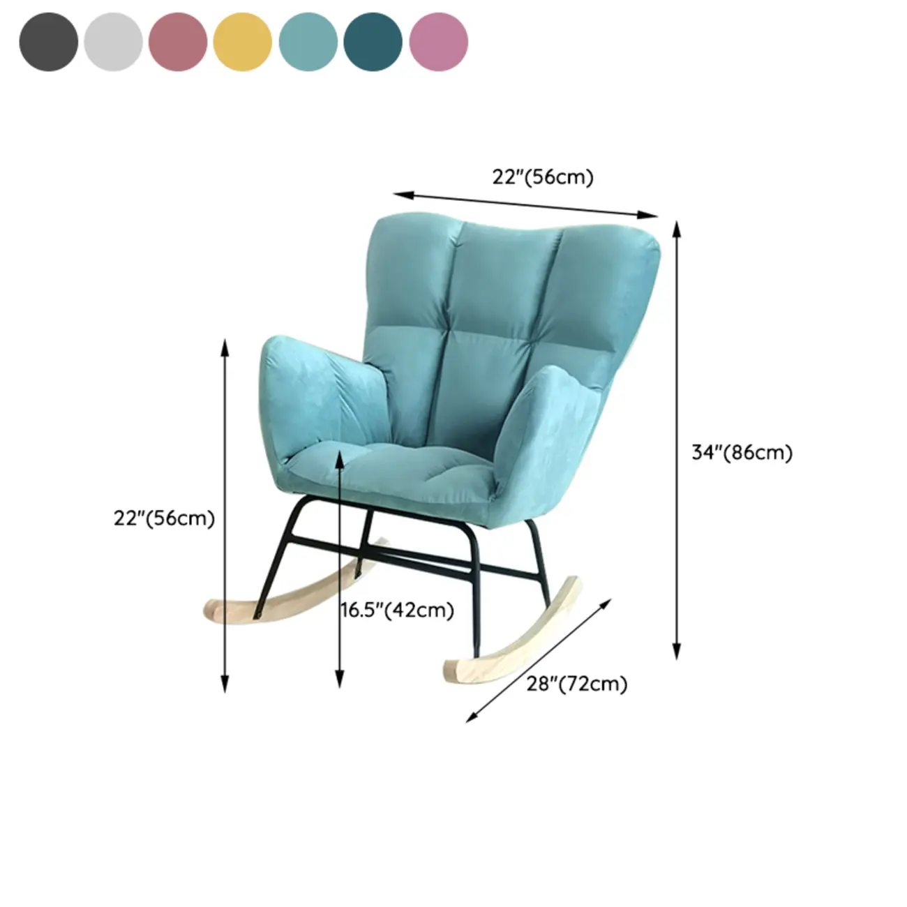Tech Cloth Upholstered Wood Rocking Chair with Recessed Arm Image - 40 | homeyfad