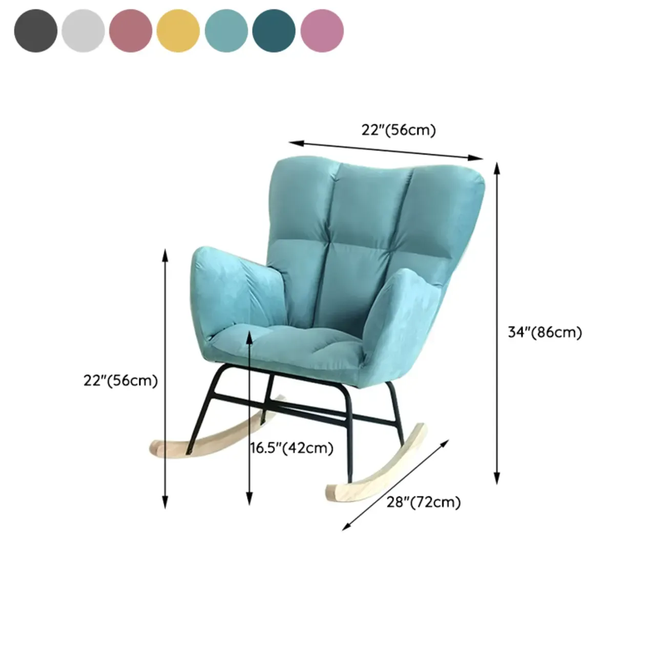 Tech Cloth Upholstered Wood Rocking Chair with Recessed Arm Image - 40