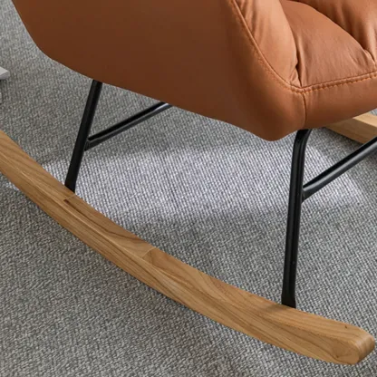 Modern Upholstered Ergonomic Rocking Chair with Round Arm Image - 20