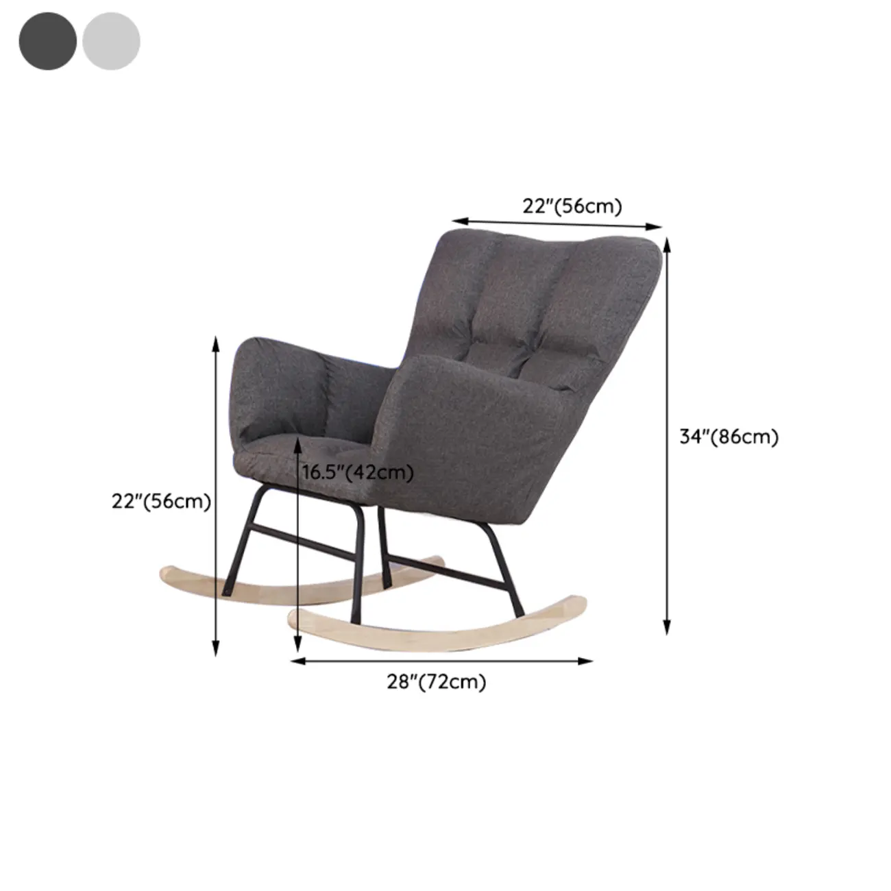 Tech Cloth Upholstered Wood Rocking Chair with Recessed Arm Image - 41 | homeyfad