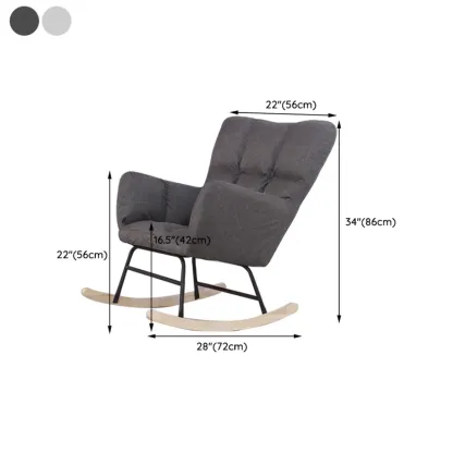 Tech Cloth Upholstered Wood Rocking Chair with Recessed Arm Image - 41