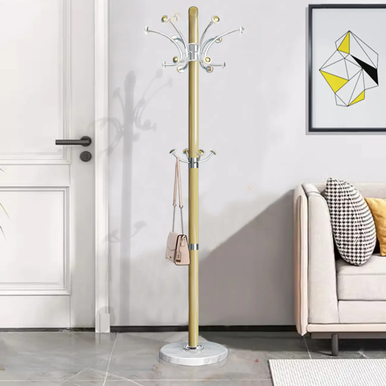Traditional White Steel Coat Rack with Hooks  Image - 4 | homeyfad