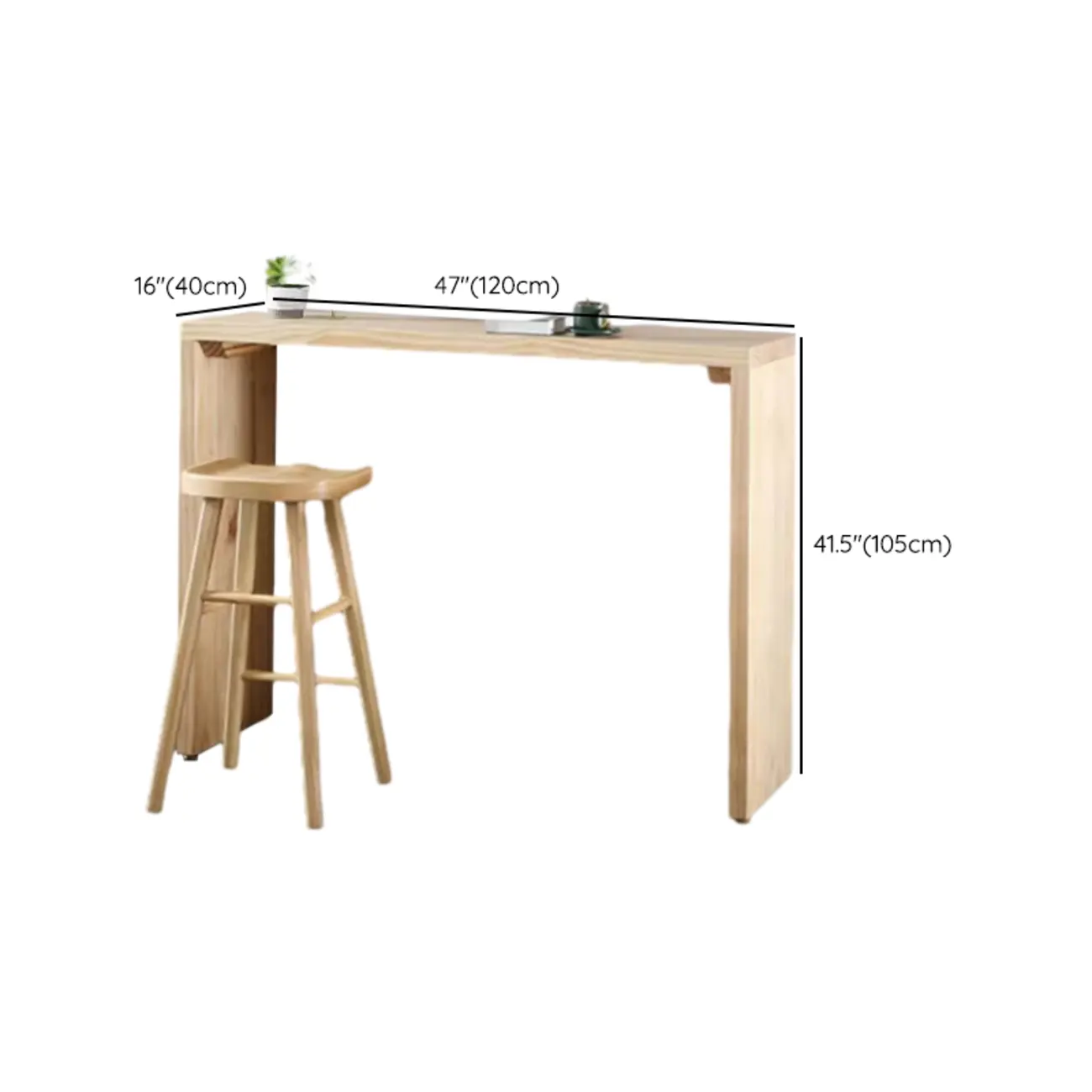Simplistic Wooden Narrow Bar Table with 3-Pieces for Café and Home Image - 10 | homeyfad