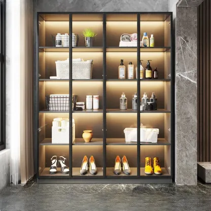 Modern Display Cabinet with Adjustable Shelves for Living Room Image - 1