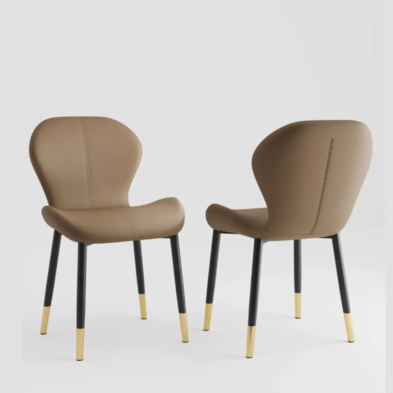 Modern Wingback Faux Leather Upholstered Dining Chair Image - 6