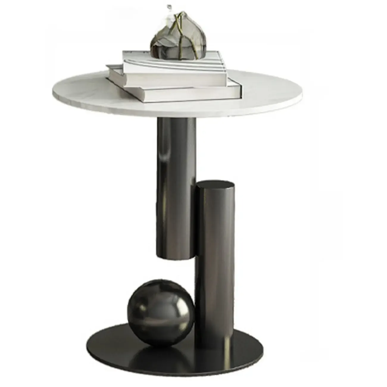 Modern Light Luxury White Oval Coffee Table with Metal Base Image - 7