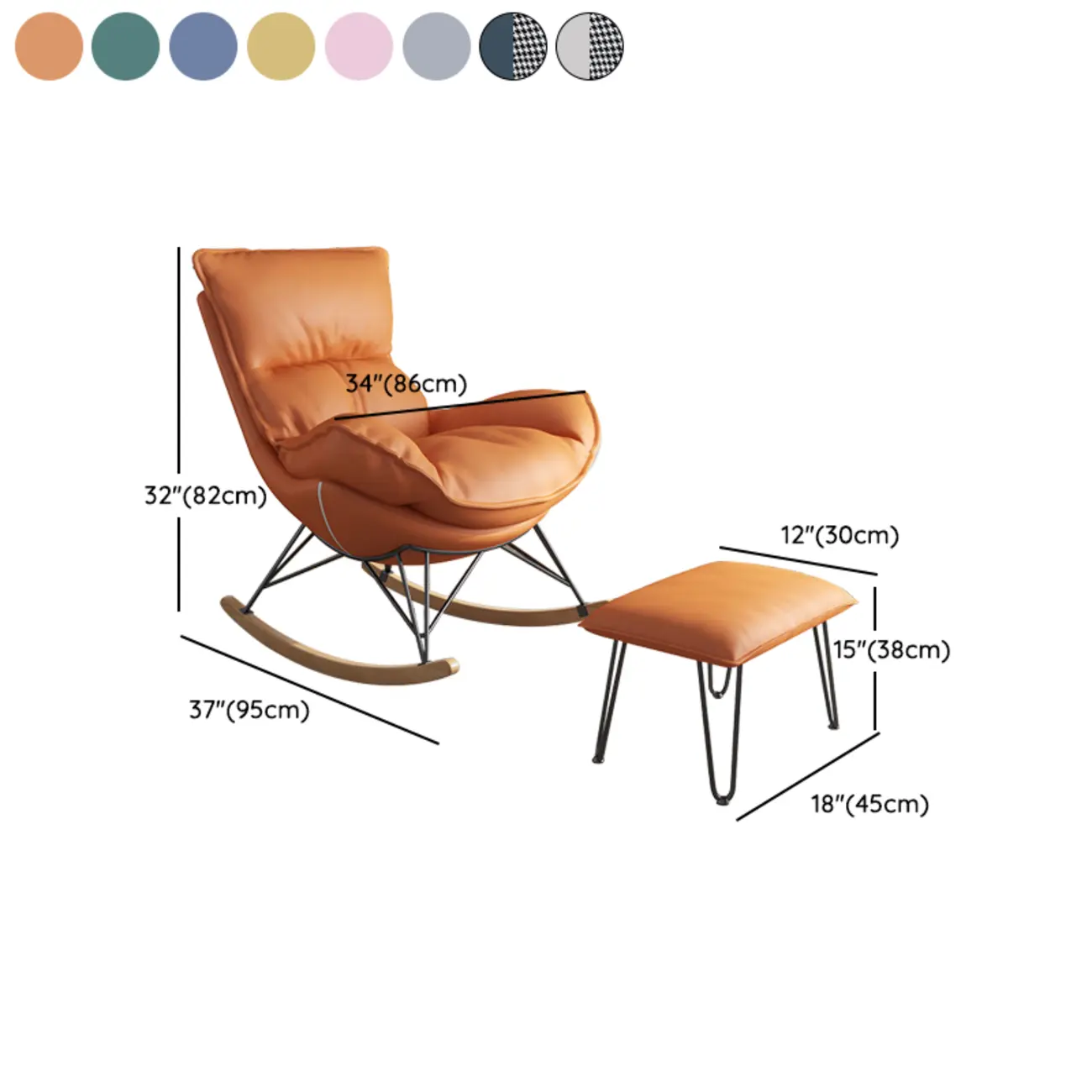 Flannel Upholstered Rocking Chair with Ottoman for Living Room #size | homeyfad