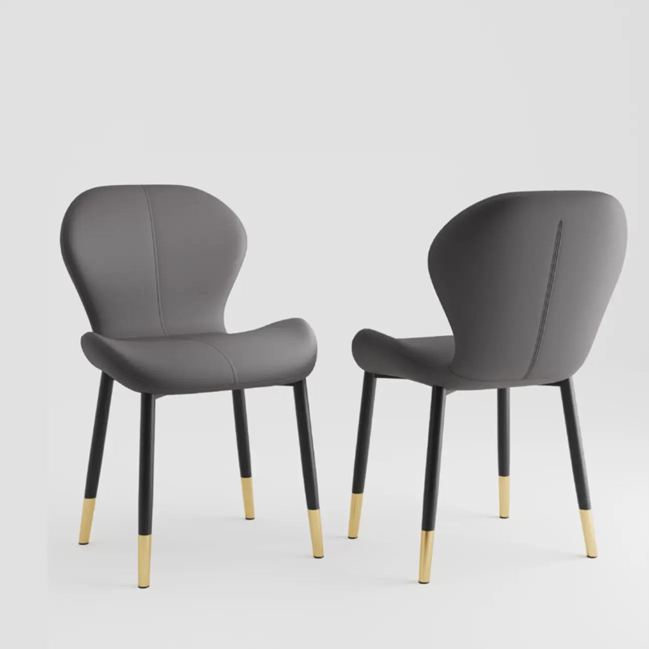 Modern Wingback Faux Leather Upholstered Dining Chair Image - 7 | homeyfad