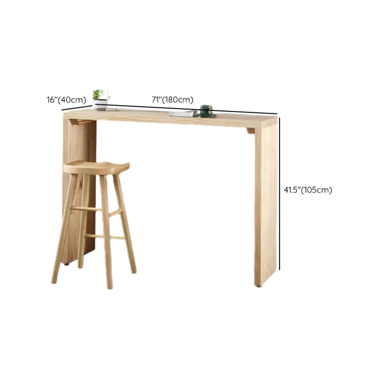 Simplistic Wooden Narrow Bar Table with 3-Pieces for Café and Home Image - 13 | homeyfad