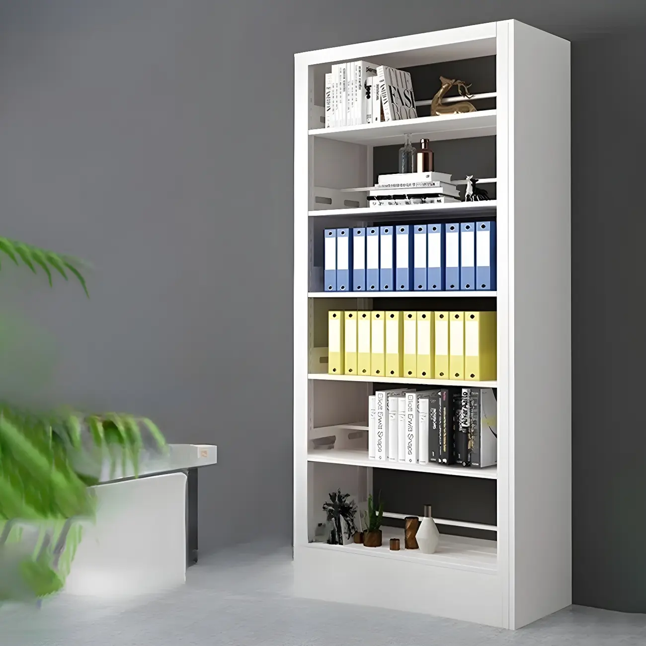 White Steel Vertical Filing Cabinet With Adjustable Shelves Image - 1 | homeyfad