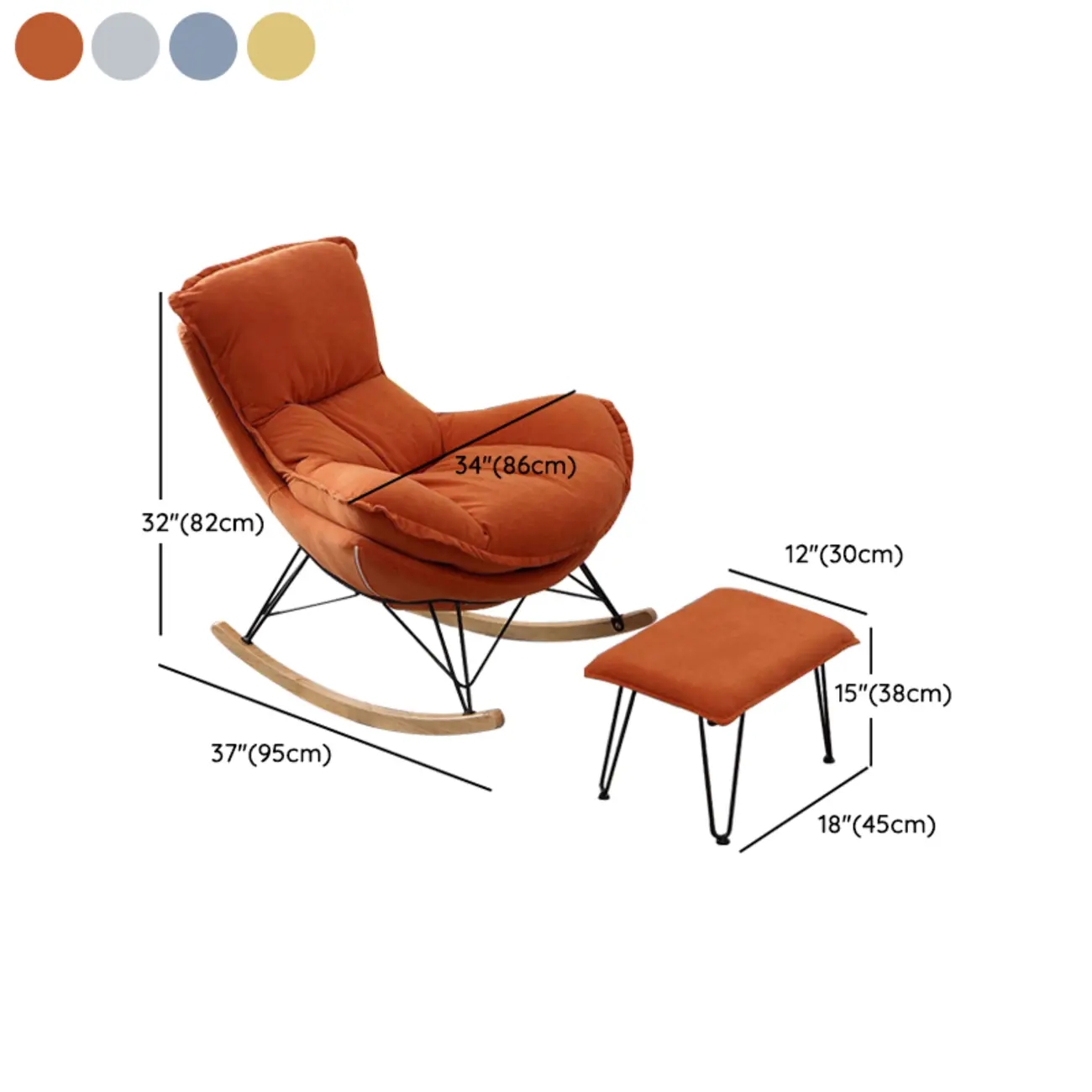 Flannel Upholstered Rocking Chair with Ottoman for Living Room Image - 22 | homeyfad