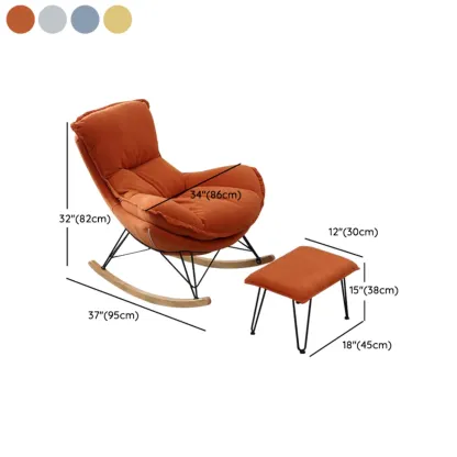 Flannel Upholstered Rocking Chair with Ottoman for Living Room Image - 22