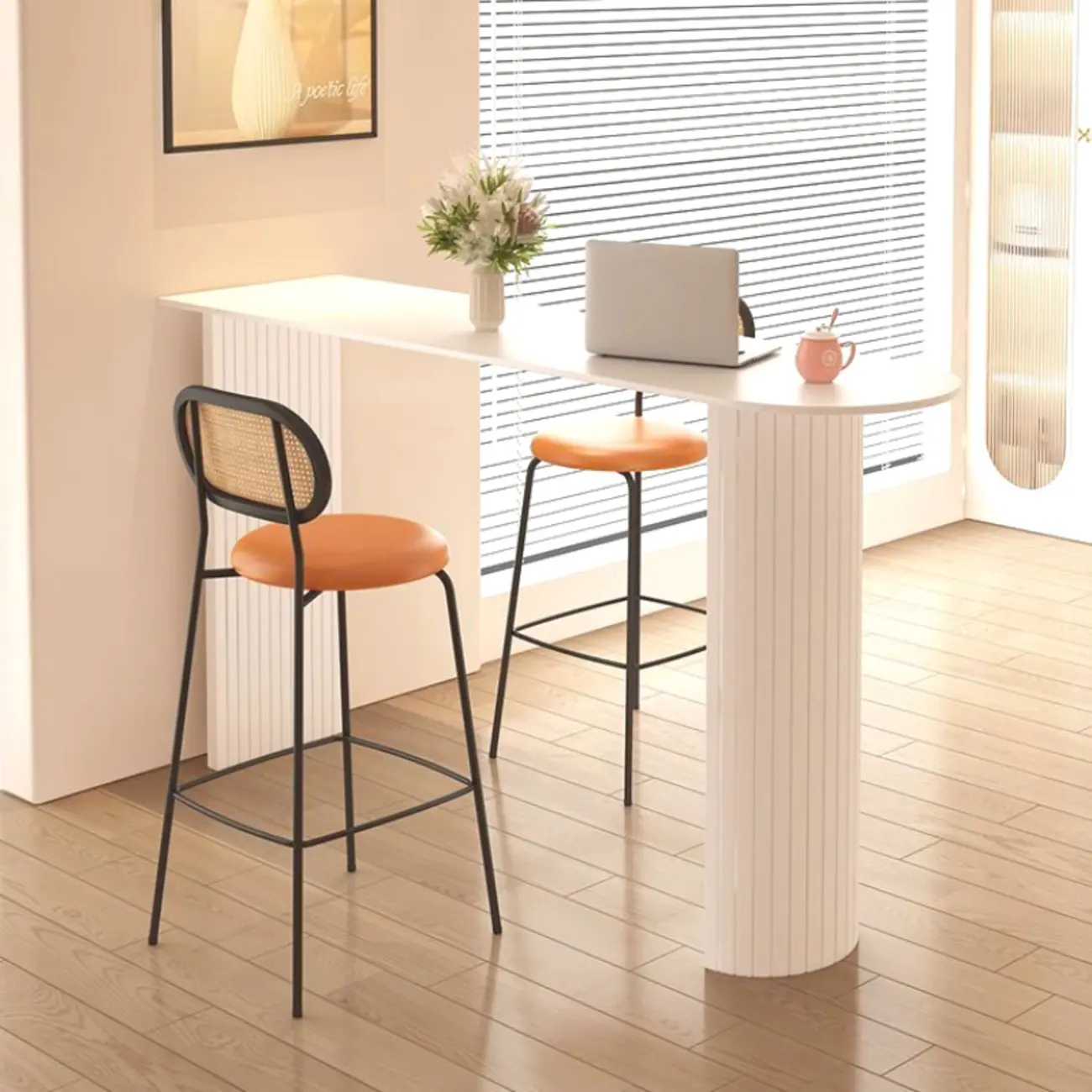 Modern Simple Bar Table with Stone Top in Beige for Home Image - 2 | homeyfad