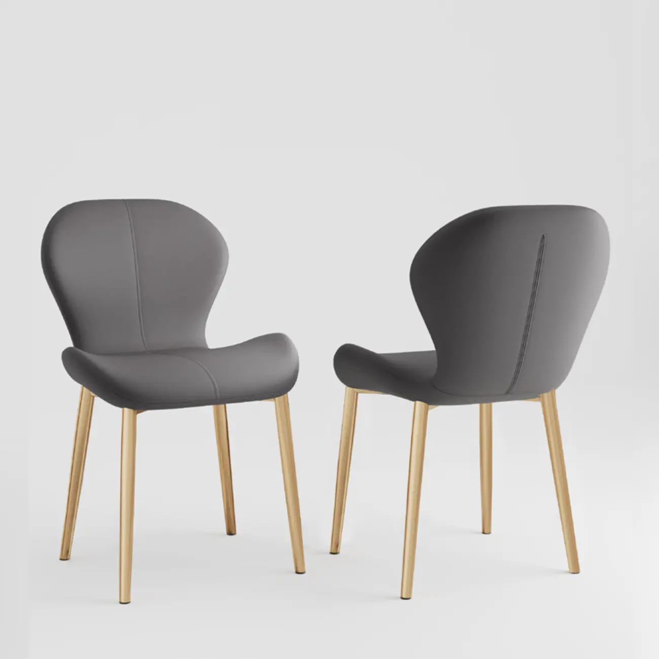 Modern Wingback Faux Leather Upholstered Dining Chair Image - 8 | homeyfad