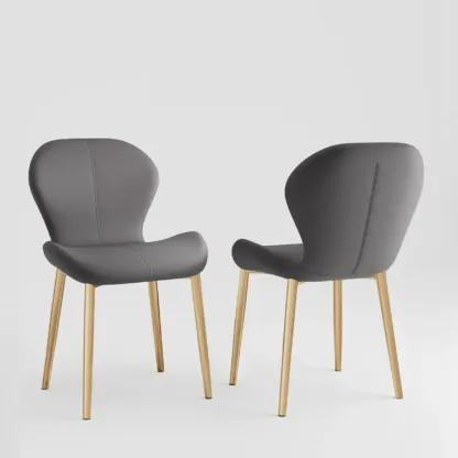 Modern Wingback Faux Leather Upholstered Dining Chair Image - 8