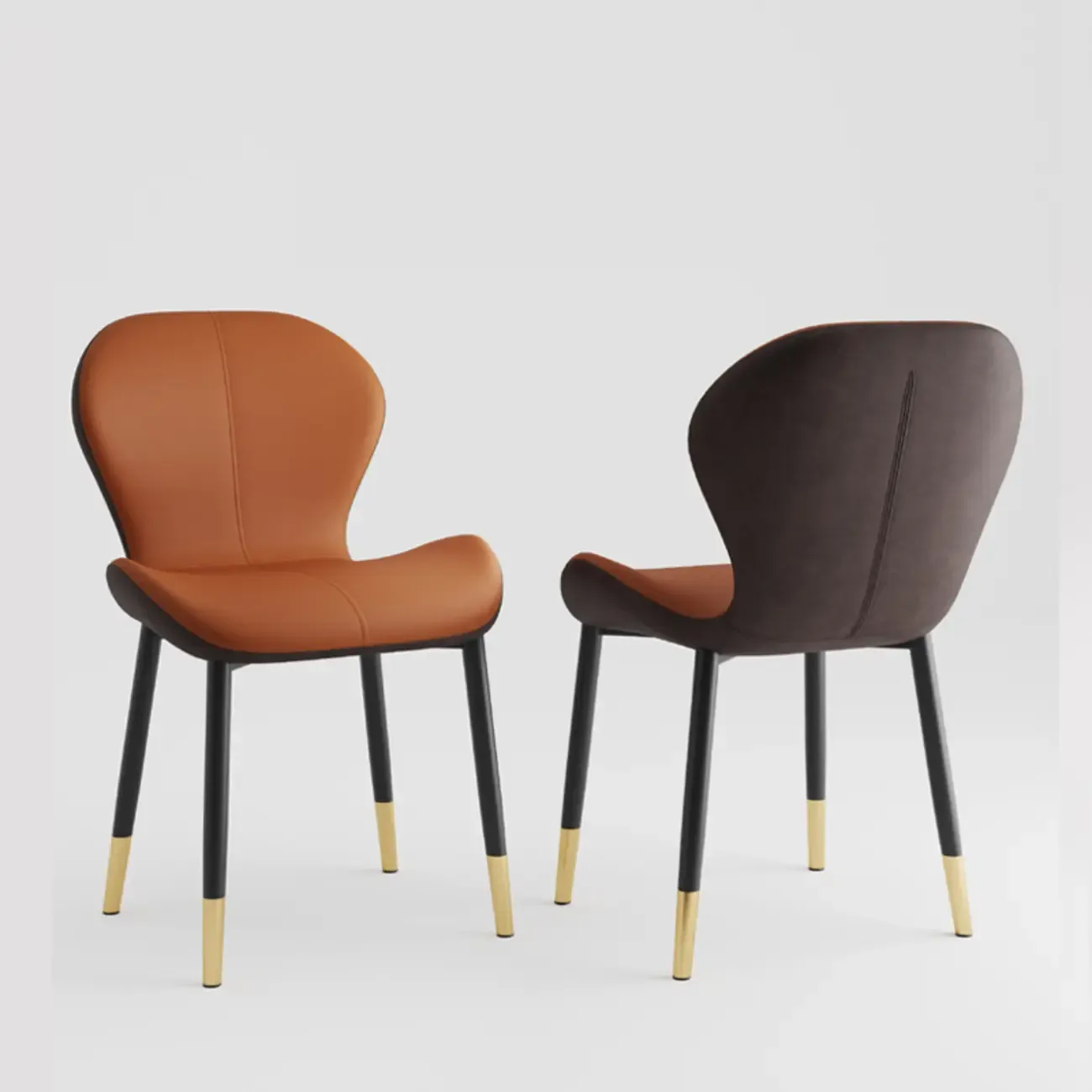 Modern Wingback Faux Leather Upholstered Dining Chair Image - 9