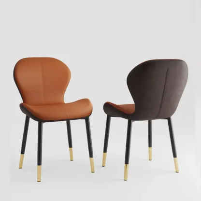 Modern Wingback Faux Leather Upholstered Dining Chair Image - 9