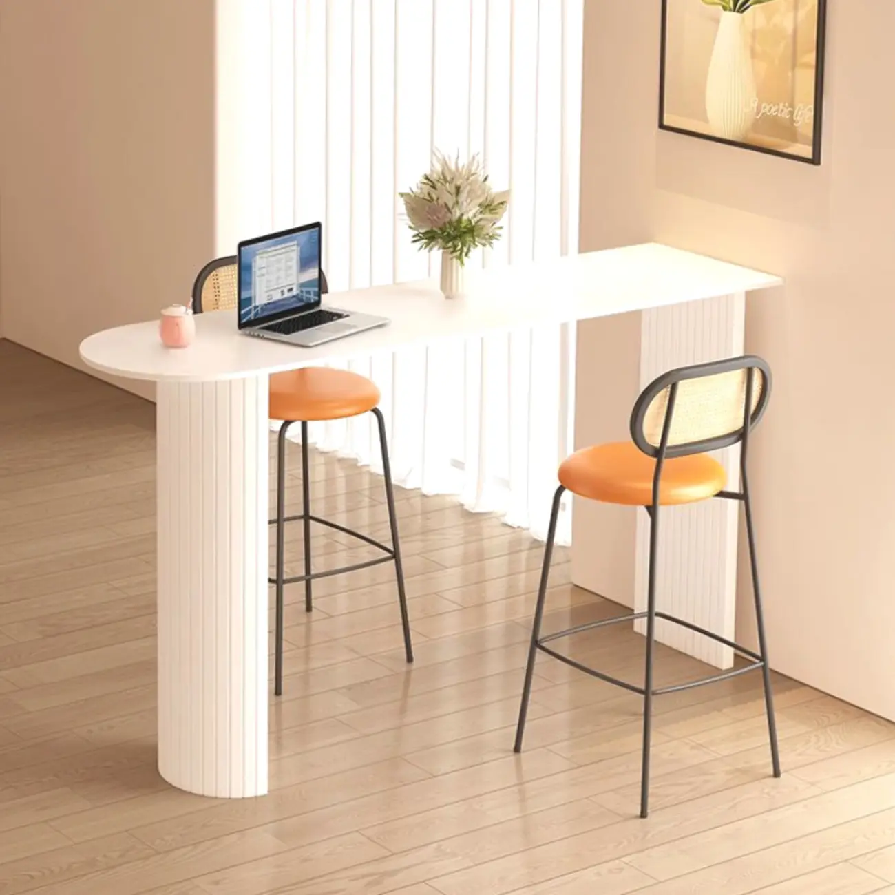 Modern Simple Bar Table with Stone Top in Beige for Home Image - 3 | homeyfad