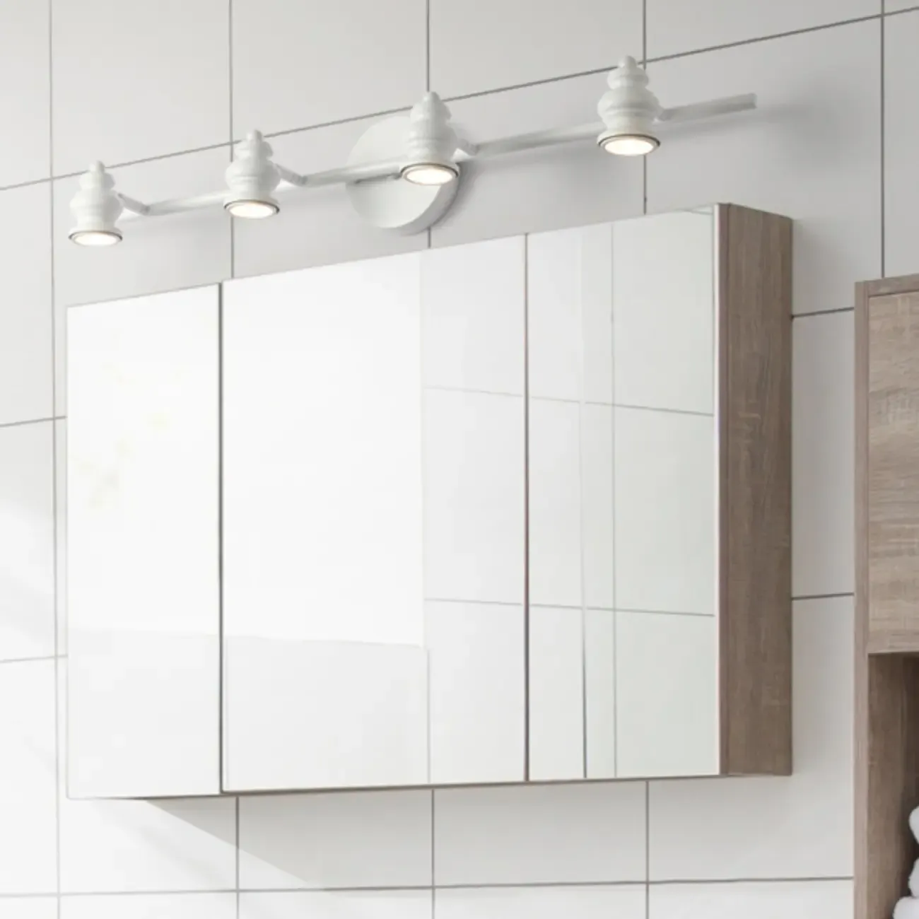 Large 4-Light Bathroom Vanity Light Fixture with Bi-pin Bulb Image - 1