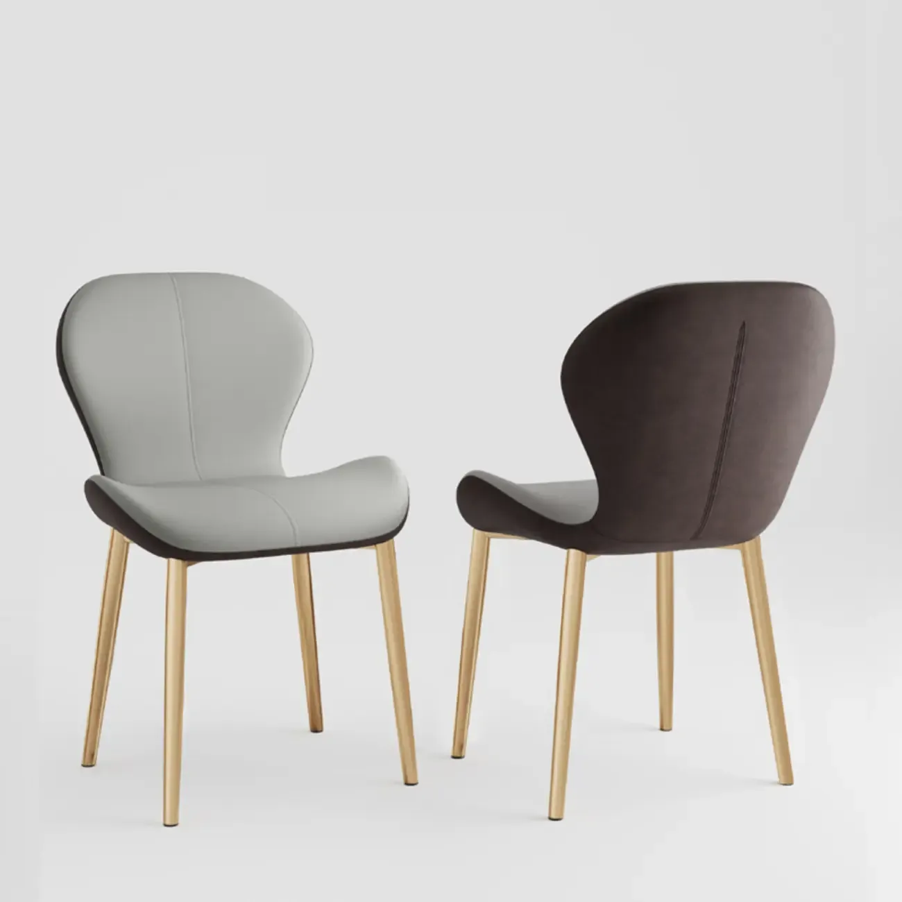 Modern Wingback Faux Leather Upholstered Dining Chair Image - 10