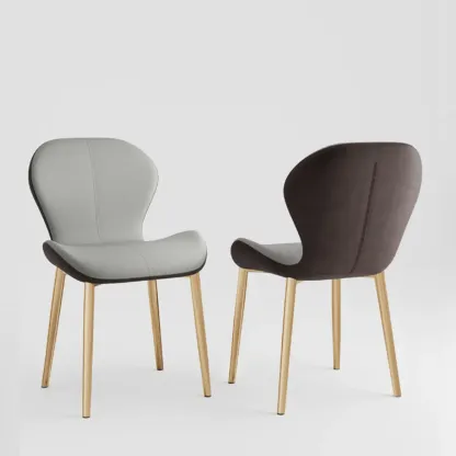 Modern Wingback Faux Leather Upholstered Dining Chair Image - 10