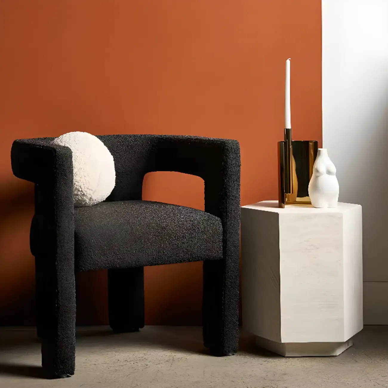 Modern Sherpa Upholstery Arm Chair for Living Room Image - 1