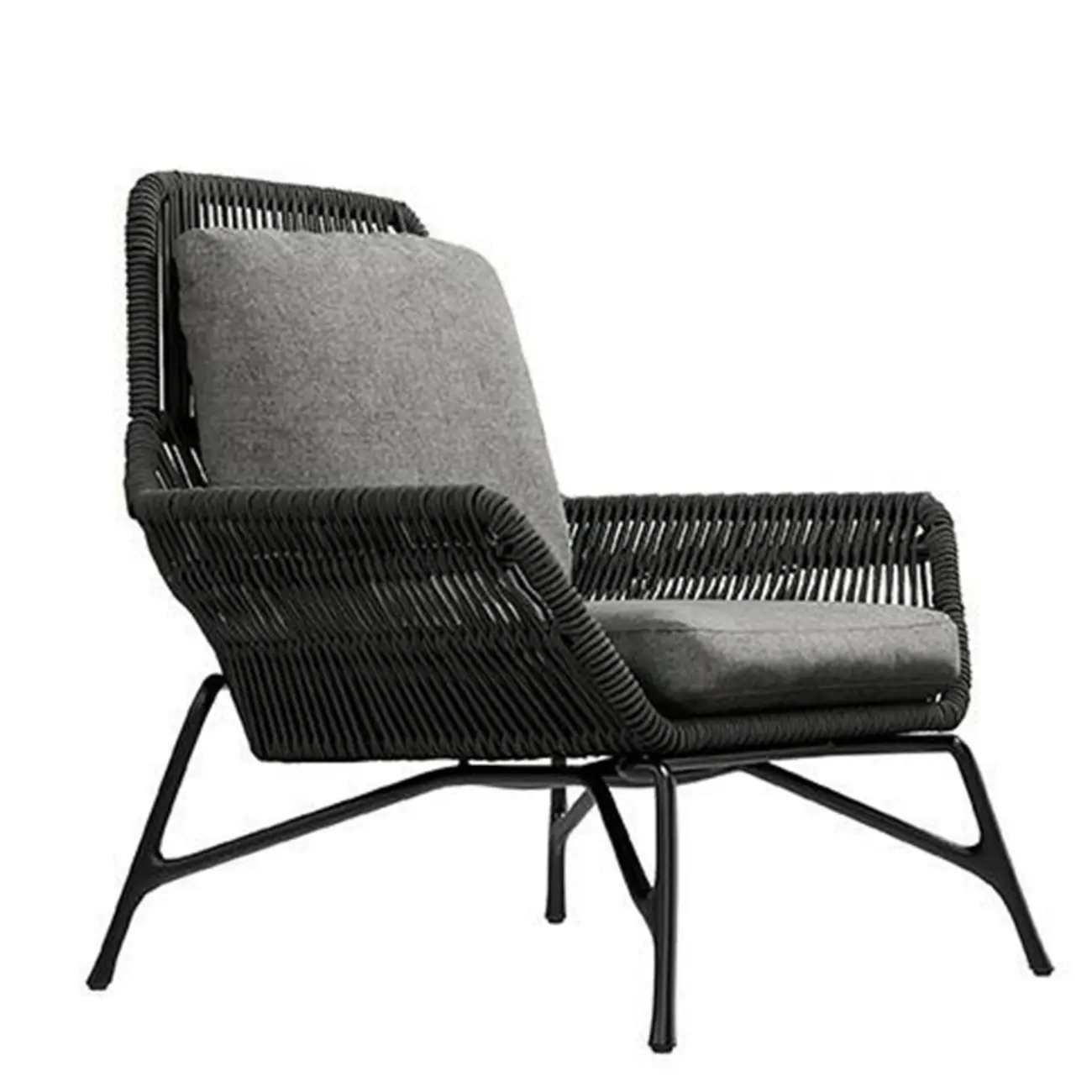Modern Outdoor Gray Sofa Made of Waterproof Rattan Image - 2 | homeyfad