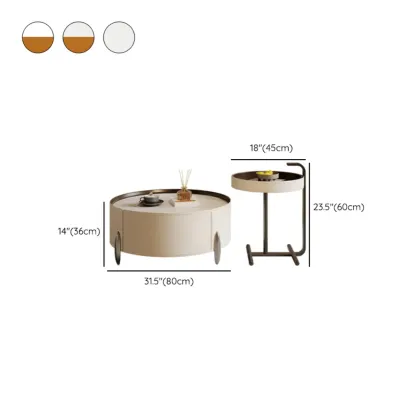 Set of 2 Wood Round Nesting Coffee Table with Modern Design  #size