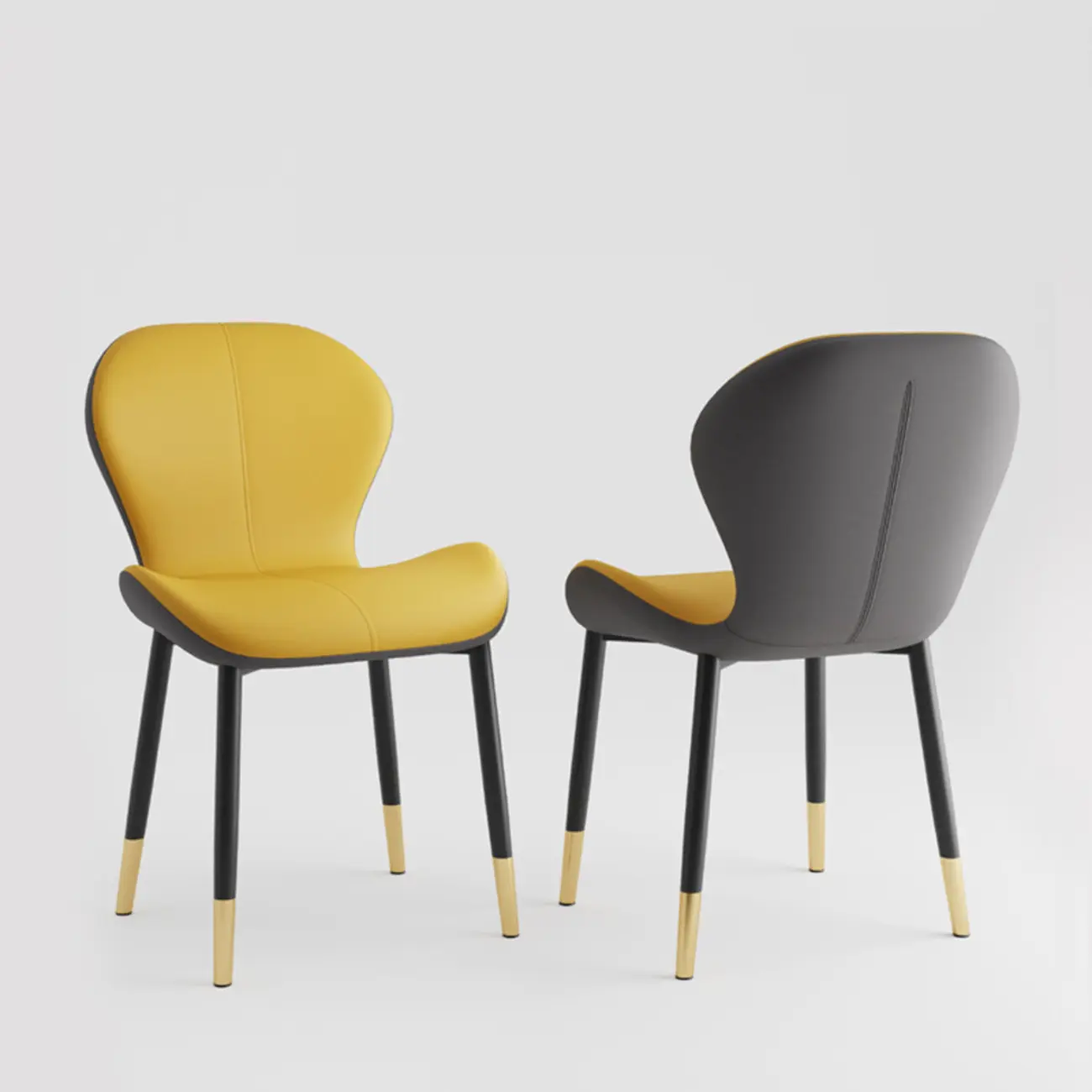 Modern Wingback Faux Leather Upholstered Dining Chair Image - 11 | homeyfad