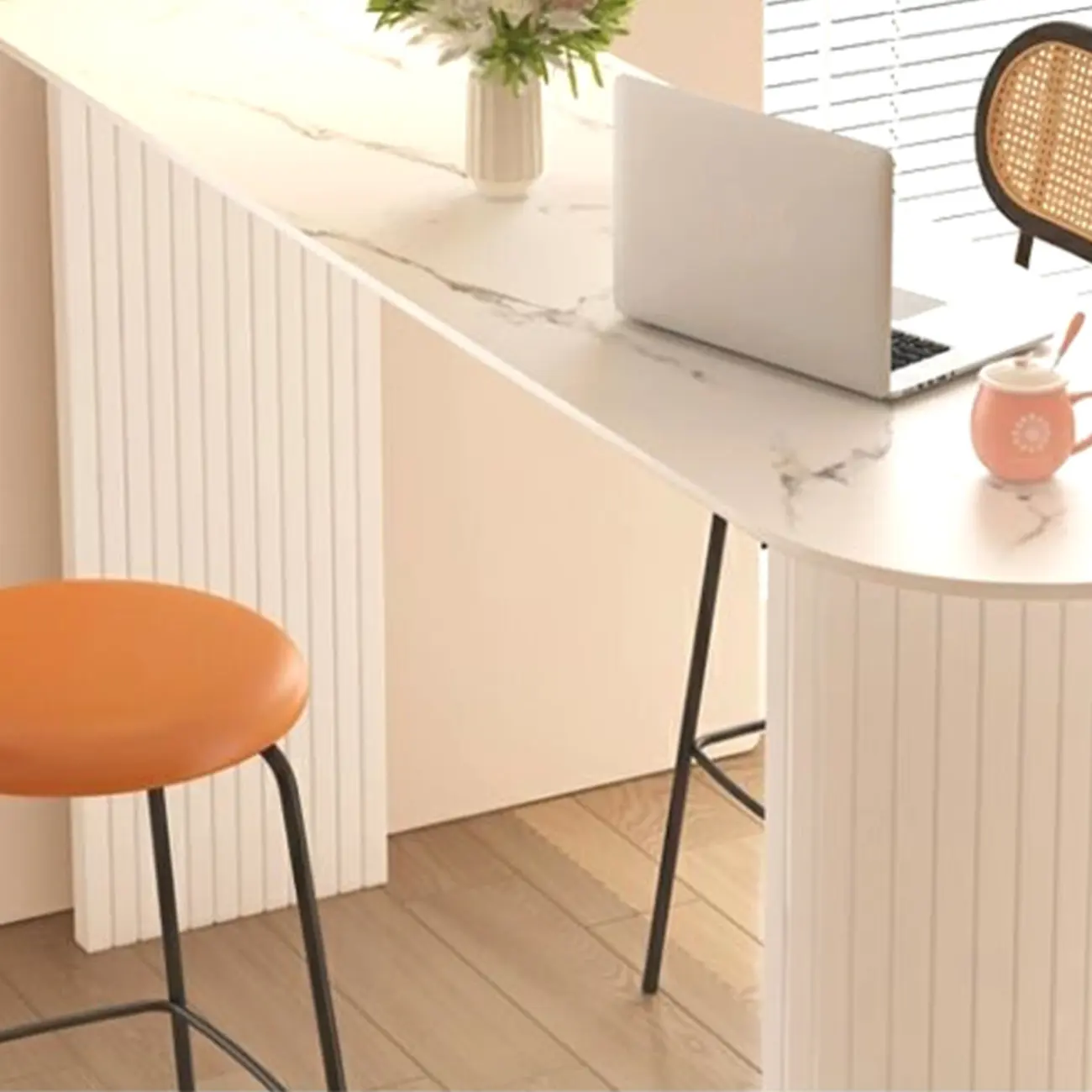 Modern Simple Bar Table with Stone Top in Beige for Home Image - 6 | homeyfad