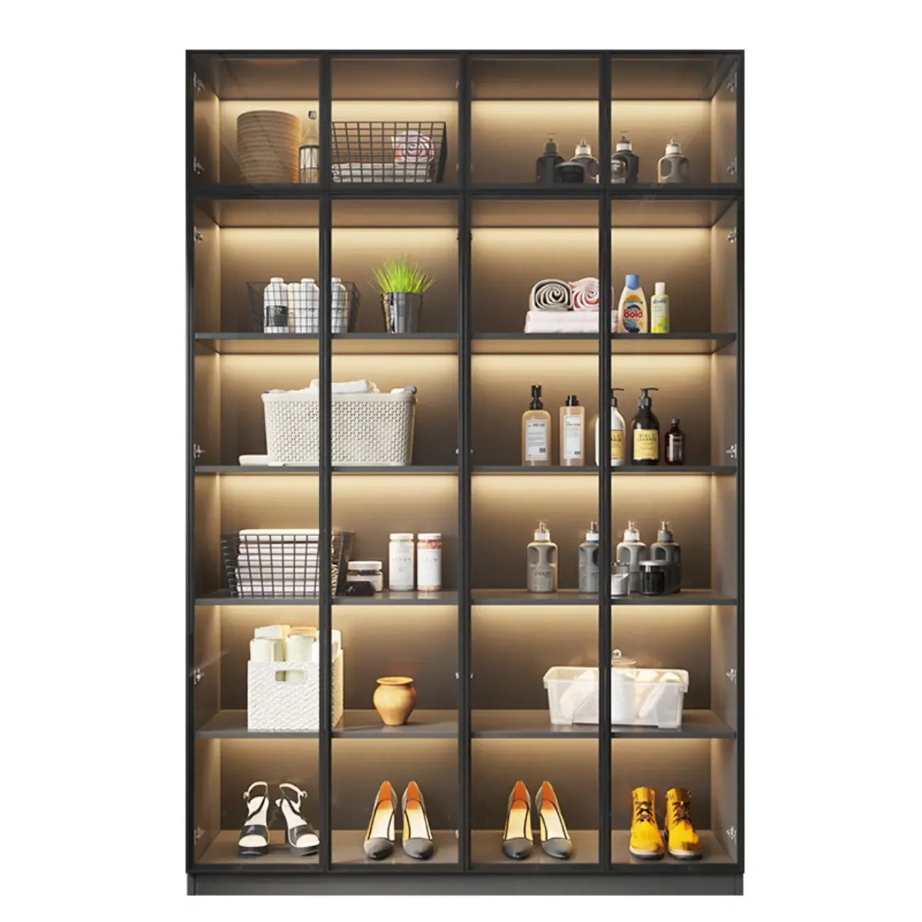 Modern Display Cabinet with Adjustable Shelves for Living Room Image - 7