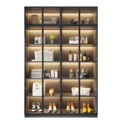 Modern Display Cabinet with Adjustable Shelves for Living Room Image - 7