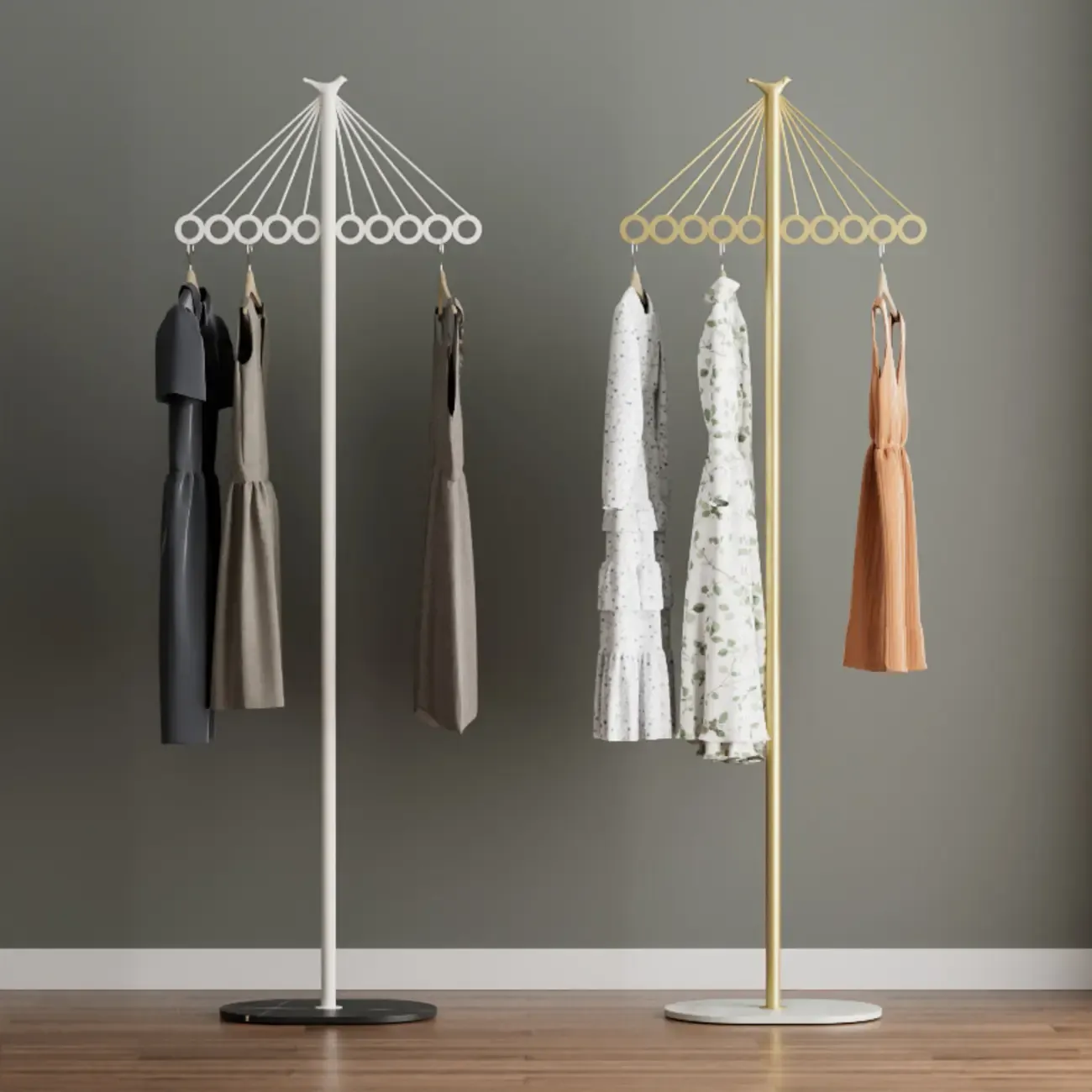 Modern Metal Coat Rack with Stand for Small Spaces Image - 1