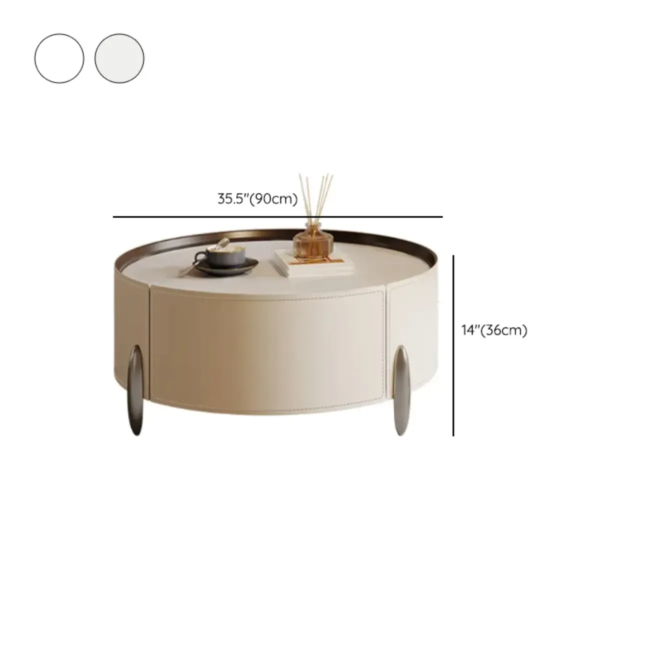 Set of 2 Wood Round Nesting Coffee Table with Modern Design  Image - 23