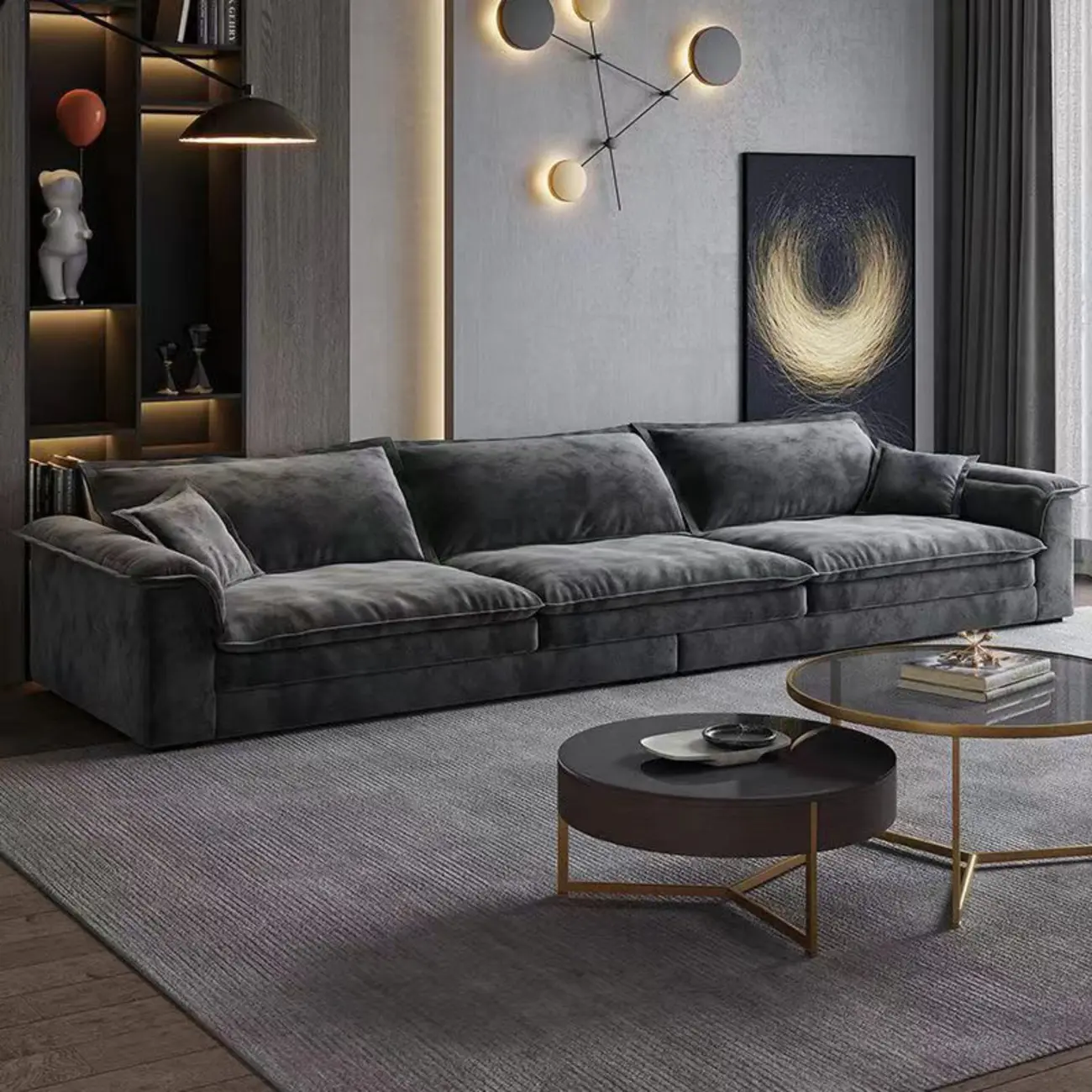 Modern Gray Sofa Chaise with Pine Frame for Living Room Image - 1 | homeyfad