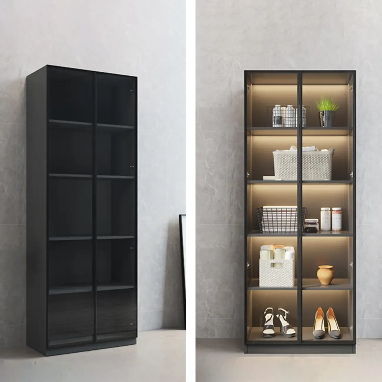 Modern Display Cabinet with Adjustable Shelves for Living Room Image - 8