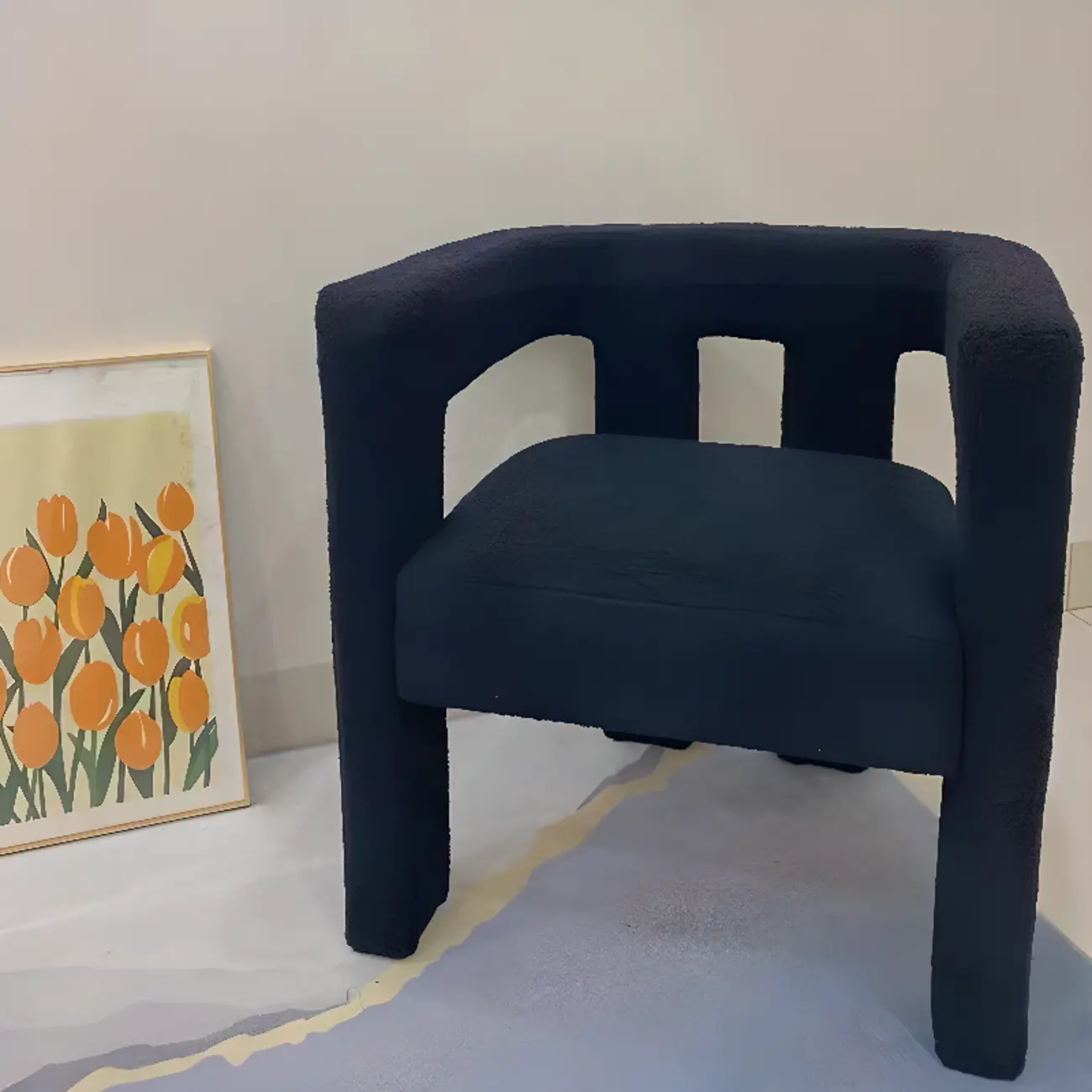 Modern Sherpa Upholstery Arm Chair for Living Room Image - 4 | homeyfad