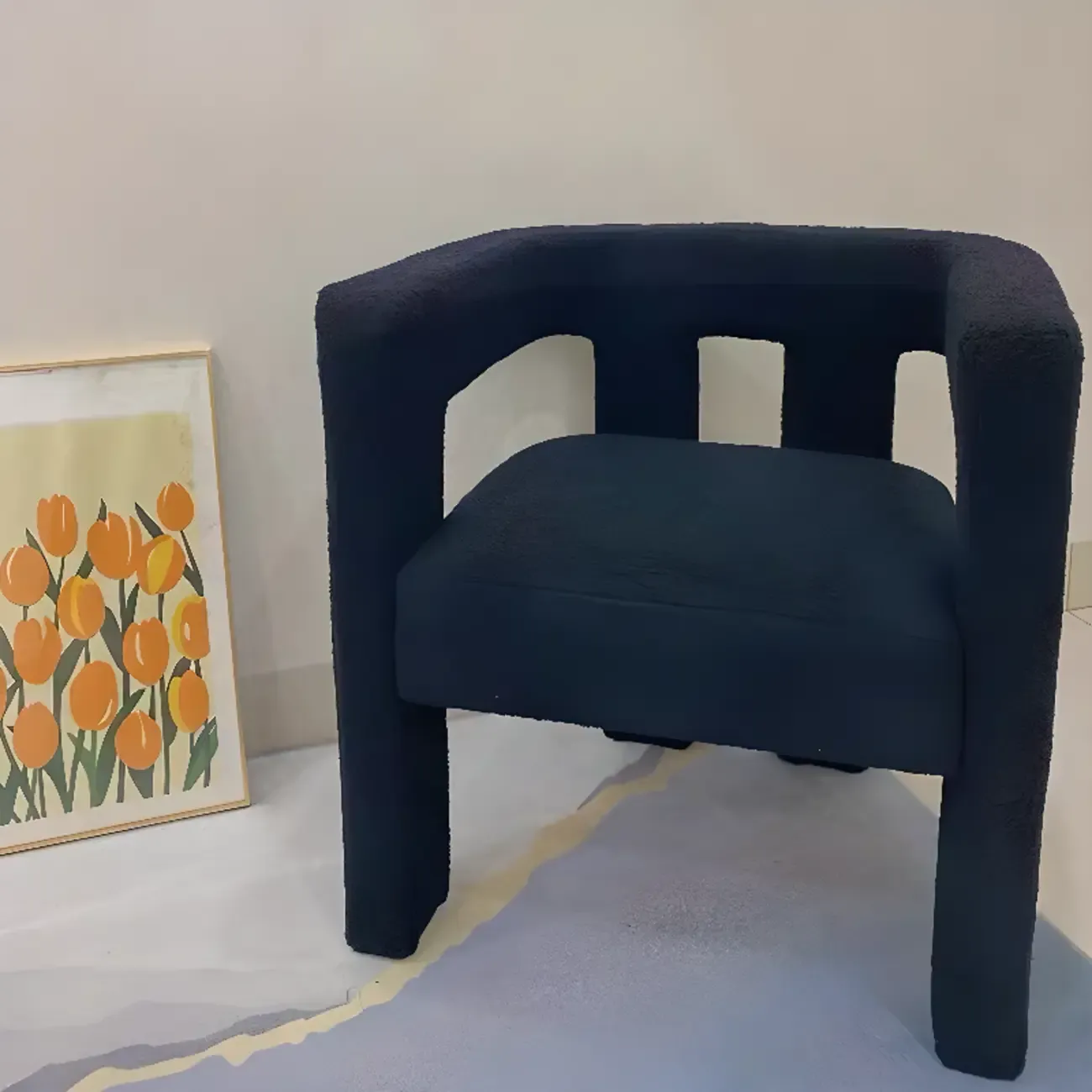 Modern Sherpa Upholstery Arm Chair for Living Room Image - 4