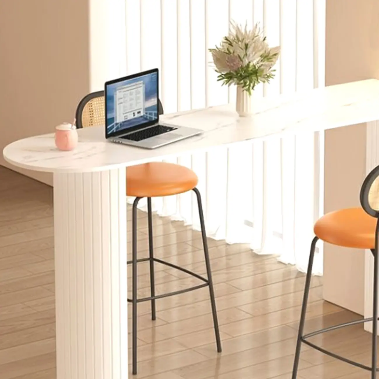 Modern Simple Bar Table with Stone Top in Beige for Home Image - 8 | homeyfad