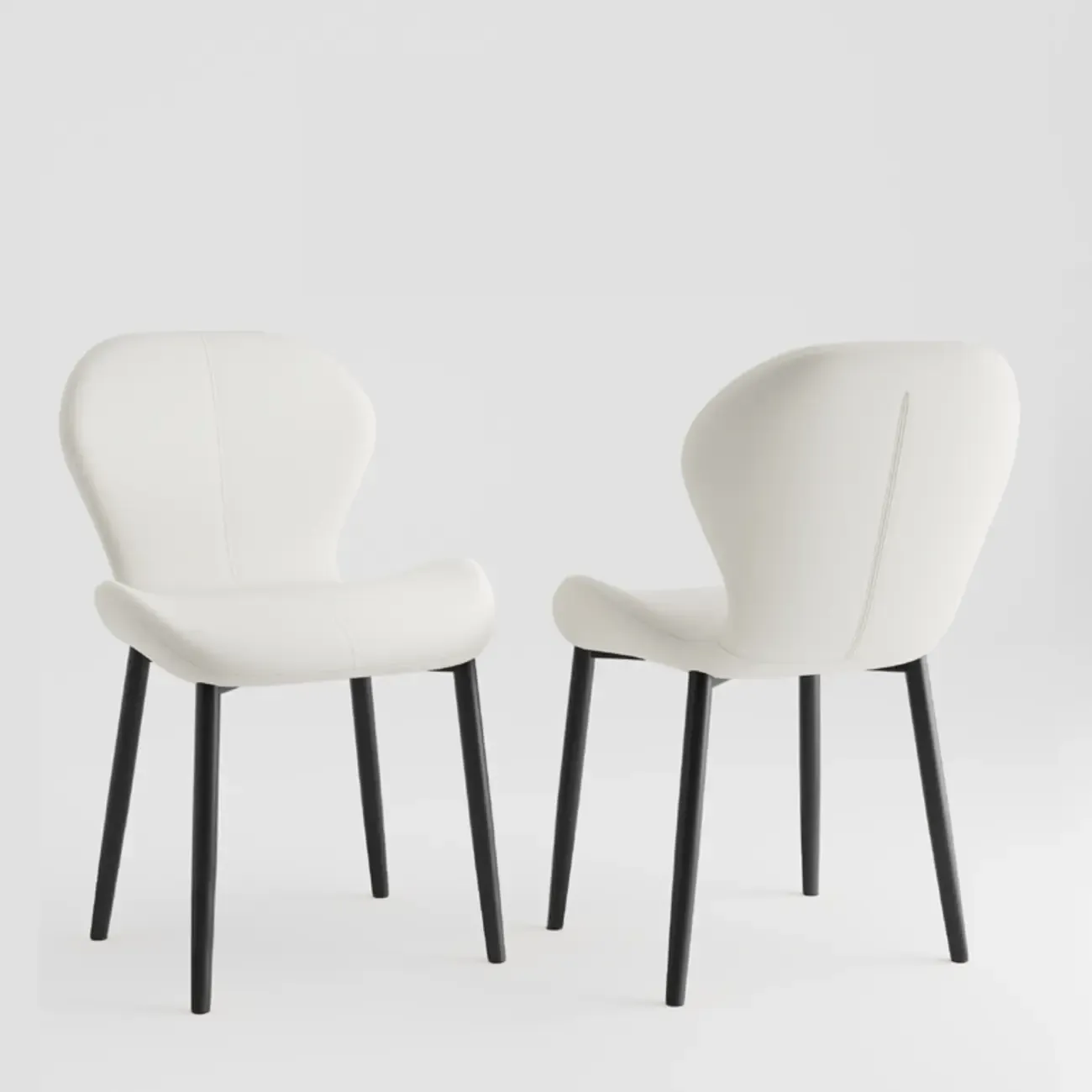 Modern Wingback Faux Leather Upholstered Dining Chair Image - 14