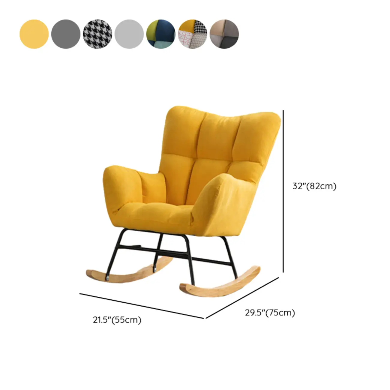 Modern Upholstered Ergonomic Rocking Chair with Round Arm Image - 31 | homeyfad