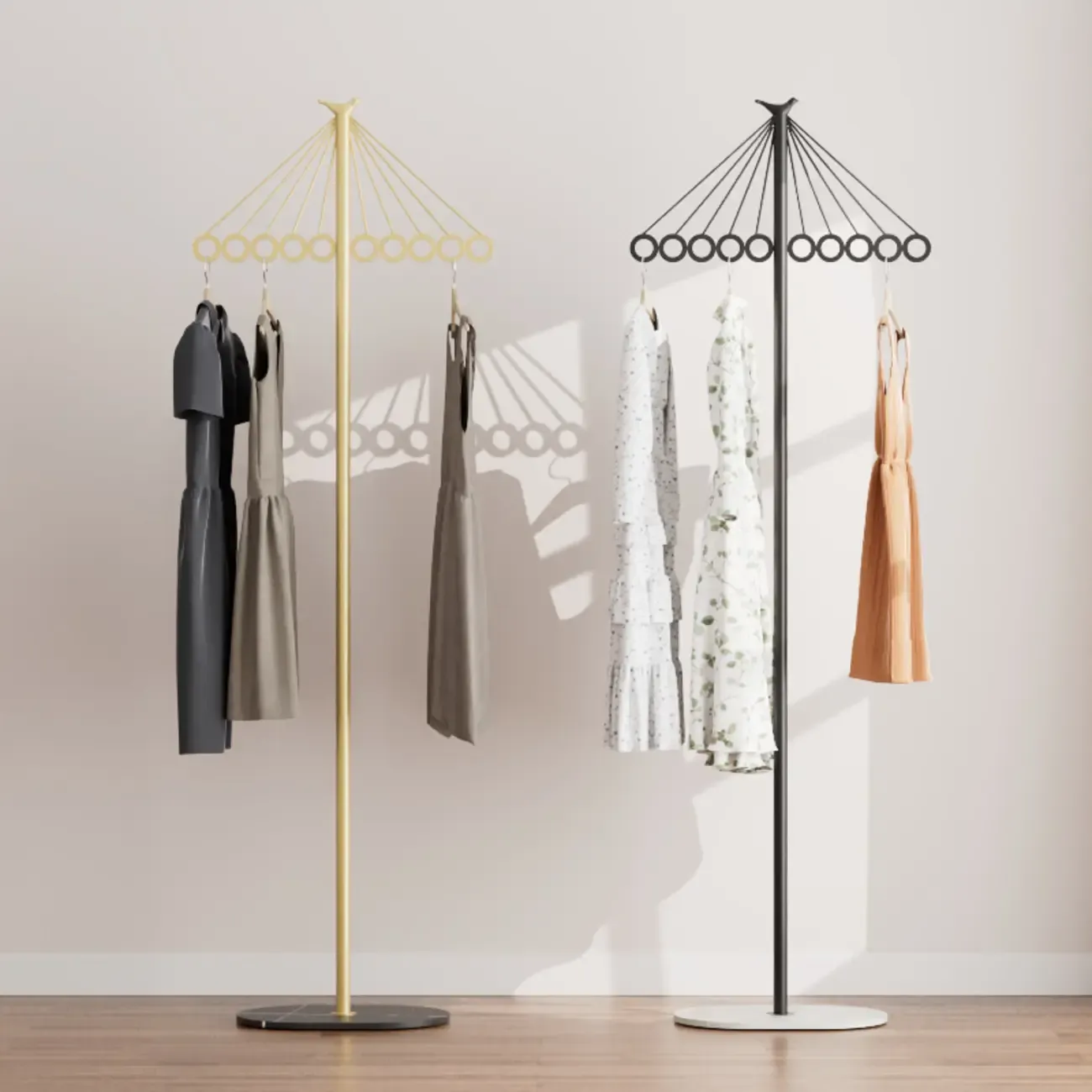 Modern Metal Coat Rack with Stand for Small Spaces Image - 2