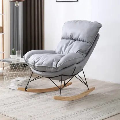 Cotton Upholstered Rocking Chair with Removable Cushions Image - 2