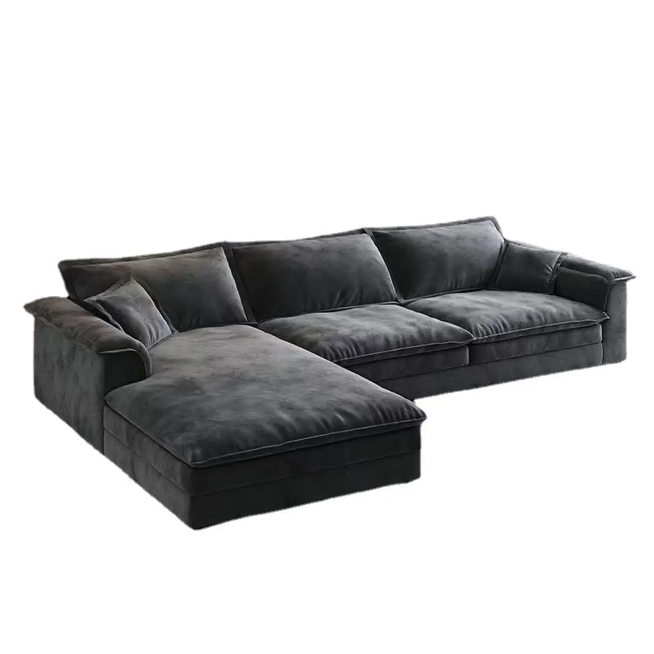 Modern Gray Sofa Chaise with Pine Frame for Living Room Image - 2 | homeyfad