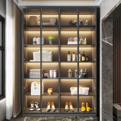 Modern Display Cabinet with Adjustable Shelves for Living Room Image - 9